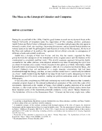 The Mass As the Liturgical Calendar and Computus