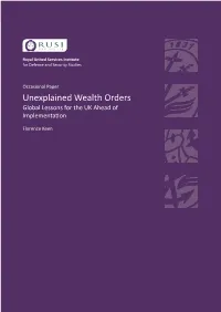 Unexplained Wealth Orders Global Lessons for the UK Ahead of Implementation