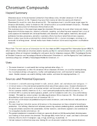 Chromium Compounds Hazard Summary