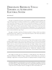 Democratic Reform in Tonga: Towards an Alternative Electoral System 171