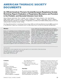 Evaluation of Respiratory Mechanics and Function in the PICU and NICU