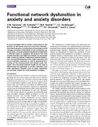 Functional Network Dysfunction in Anxiety and Anxiety Disorders