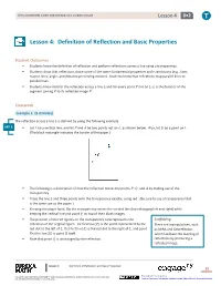 Lesson 4: Definition of Reflection and Basic Properties