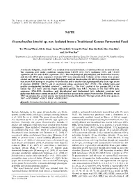 NOTE Oceanobacillus Kimchii Sp. Nov. Isolated from a Traditional