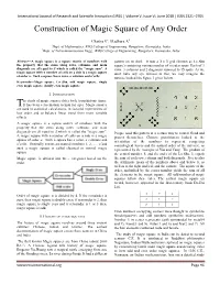 Construction of Magic Square of Any Order