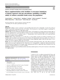 Direct Supplementation with Urolithin a Overcomes Limitations of Dietary