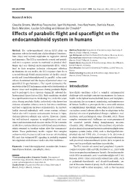 Effects of Parabolic Flight and Spaceflight on the Endocannabinoid System in Humans