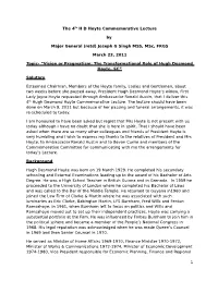 Fourth Hugh Desmond Hoyte Commemorative Lecture, 2011. Vision Or Pragmatism