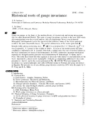Historical Roots of Gauge Invariance