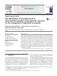 The Effectiveness of Neurolytic Block of Sphenopalatine Ganglion Using