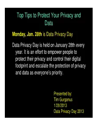 Top Tips to Protect Your Privacy and Data (PDF)