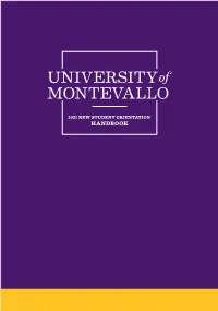 University of Montevallo 2021 New Student Orientation Handbook