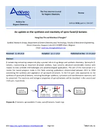 An Update on the Synthesis and Reactivity of Spiro-Fused Β-Lactams