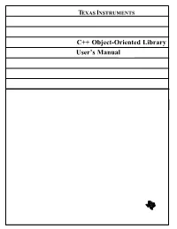 C++ Object-Oriented Library User's Manual [COOL]