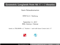 Geometric Langlands from 4D N=2 Theories