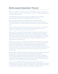Retrocausal Quantum Theory