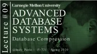 CMU SCS 15-721 (Spring 2020) :: Database Compression
