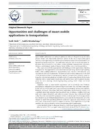 Opportunities and Challenges of Smart Mobile Applications in Transportation
