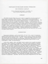 PROPULSION SYSTEM/FLIGHT CONTROL INTEGRATION for SUPERSONIC AIRCRAFT Paul J