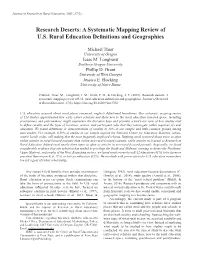 Research Deserts: a Systematic Mapping Review of U.S. Rural Education Definitions and Geographies