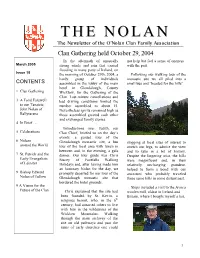 The Nolan Clan Newsletter Is Published at Least Once a Year by and for the Membership of the Nolan Clan Family Association