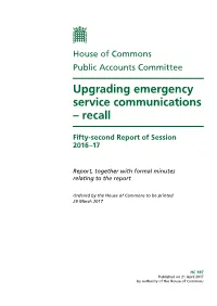 Upgrading Emergency Service Communications – Recall