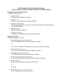 USCCB Optional Confirmation Mass Readings for Use During a Confirmation Mass Outside of the Sunday Liturgy