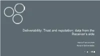 Deliverability: Trust and Reputation: Data from the Receiver’S Side