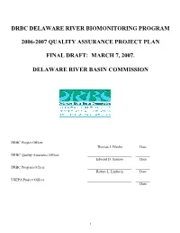 Drbc Delaware River Biomonitoring Program