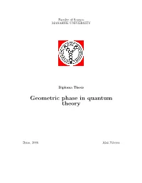 Geometric Phase in Quantum Theory