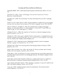 Learning and Classroom Discourse References Abdesslem, Habib