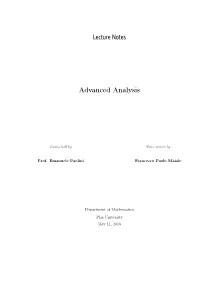 Lecture Notes Advanced Analysis