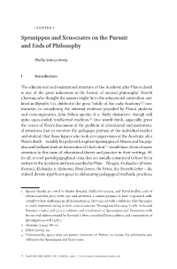 Speusippus and Xenocrates on the Pursuit and Ends of Philosophy