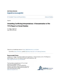 A Reexamination of the 1916 Report on Social Studies