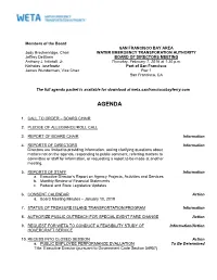 Agenda Packet Is Available for Download at Weta.Sanfranciscobayferry.Com