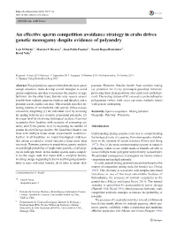 An Effective Sperm Competition Avoidance Strategy in Crabs Drives Genetic Monogamy Despite Evidence of Polyandry