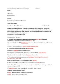 BMS Round of the IMS Quiz 2019 with Answers 23.11.19 Name
