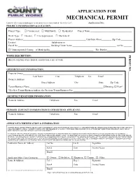 Mechanical Permit Application