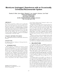 Movielens Unplugged: Experiences with an Occasionally Connected Recommender System