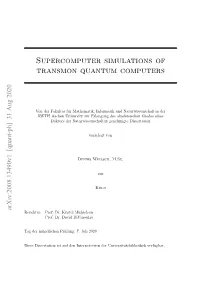 Supercomputer Simulations of Transmon Quantum Computers