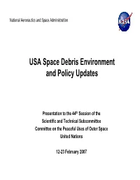 USA Space Debris Environment and Policy Updates