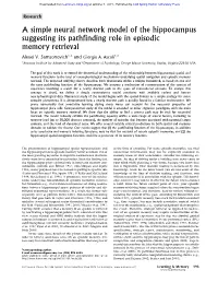 A Simple Neural Network Model of the Hippocampus Suggesting Its Pathfinding Role in Episodic Memory Retrieval