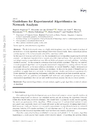 Guidelines for Experimental Algorithmics in Network Analysis
