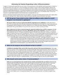 Information for Students Requesting a Letter of Recommendation 1. Will