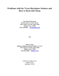 Problems with the Texas Disclaimer Statutes and How to Deal with Them