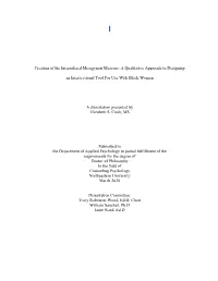 Creation of the Internalized Misogynoir Measure: a Qualitative Approach to Designing