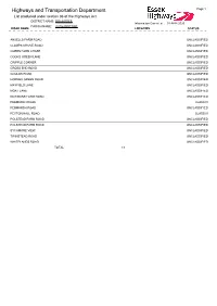 Highways and Transportation Department Page 1 List Produced Under Section 36 of the Highways Act