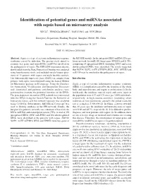 Identification of Potential Genes and Mirnas Associated with Sepsis Based on Microarray Analysis
