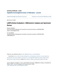 LGBTQ Notion Evaluation: a Bibliometric Analysis and Systematic Review