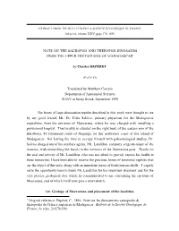 Note on the Sauropod and Theropod Dinosaurs from the Upper Cretaceous of Madagascar*